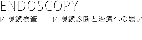 ENDOSCOPY
内視鏡検査　内視鏡診断と治療への重い